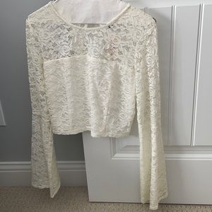 Creme lace crop top